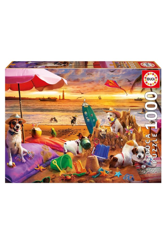 1000 Parça Sahilde Oynayan Köpekler 20312