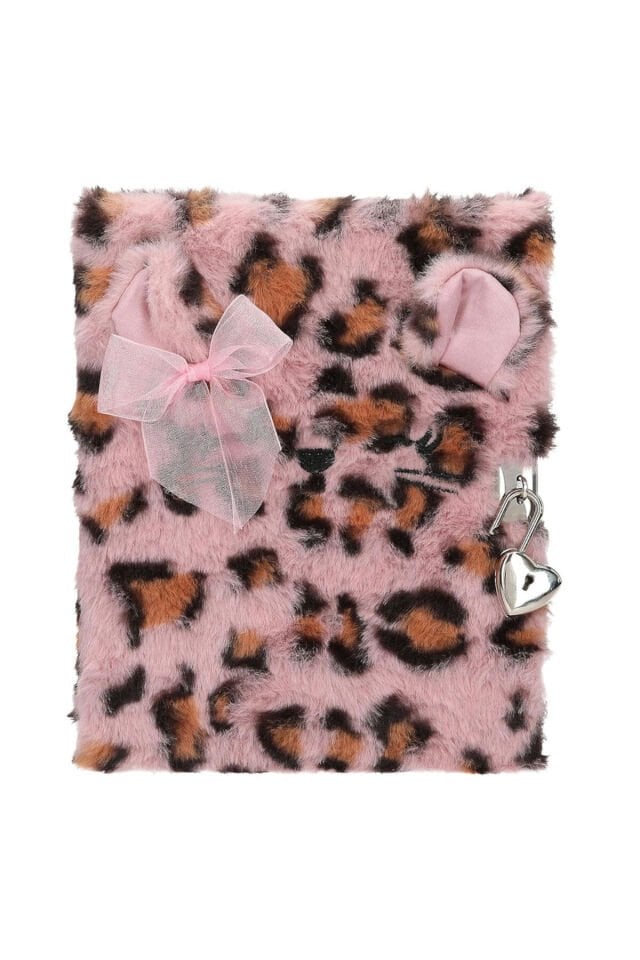 Kilitli Günlük Pembe Peluş Kedi