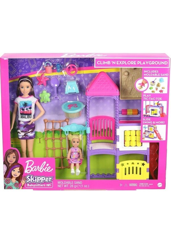 Barbie Bebek Bakıcısı Skipper ve Oyun Parkındaki Bebekleri Seti GHV89